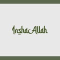 Inshaallah religious greetings Arabic style typography text.